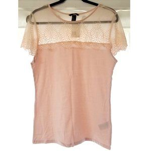 H&M Blush Lace detail shirt Large